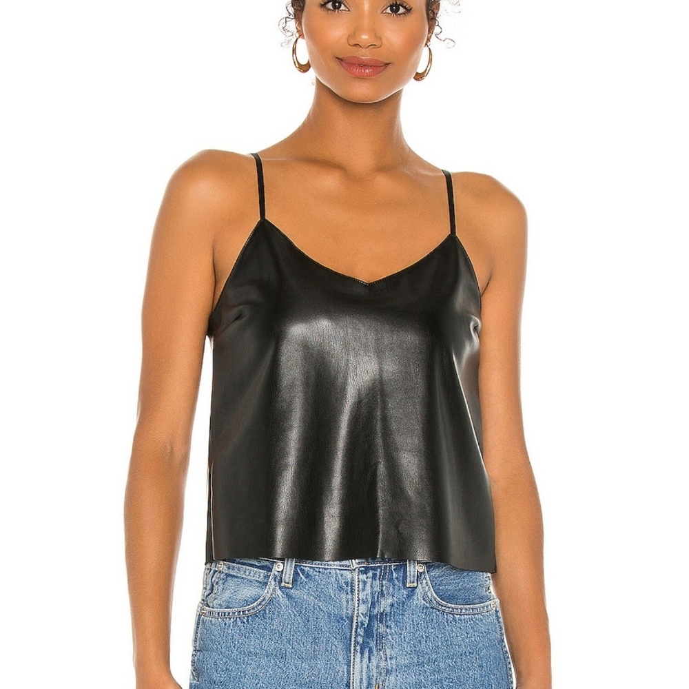 NWT Leather Report Top in Black BB Dakota Sz Large